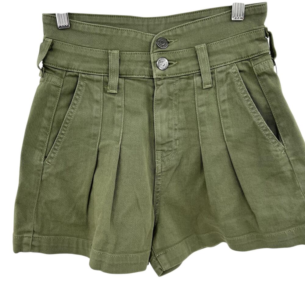 Veronica Beard NEW Jaylen Denim Shorts High Rise Pleated Clover Green Size 23. - Picture 8 of 15